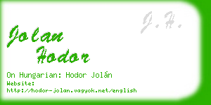jolan hodor business card